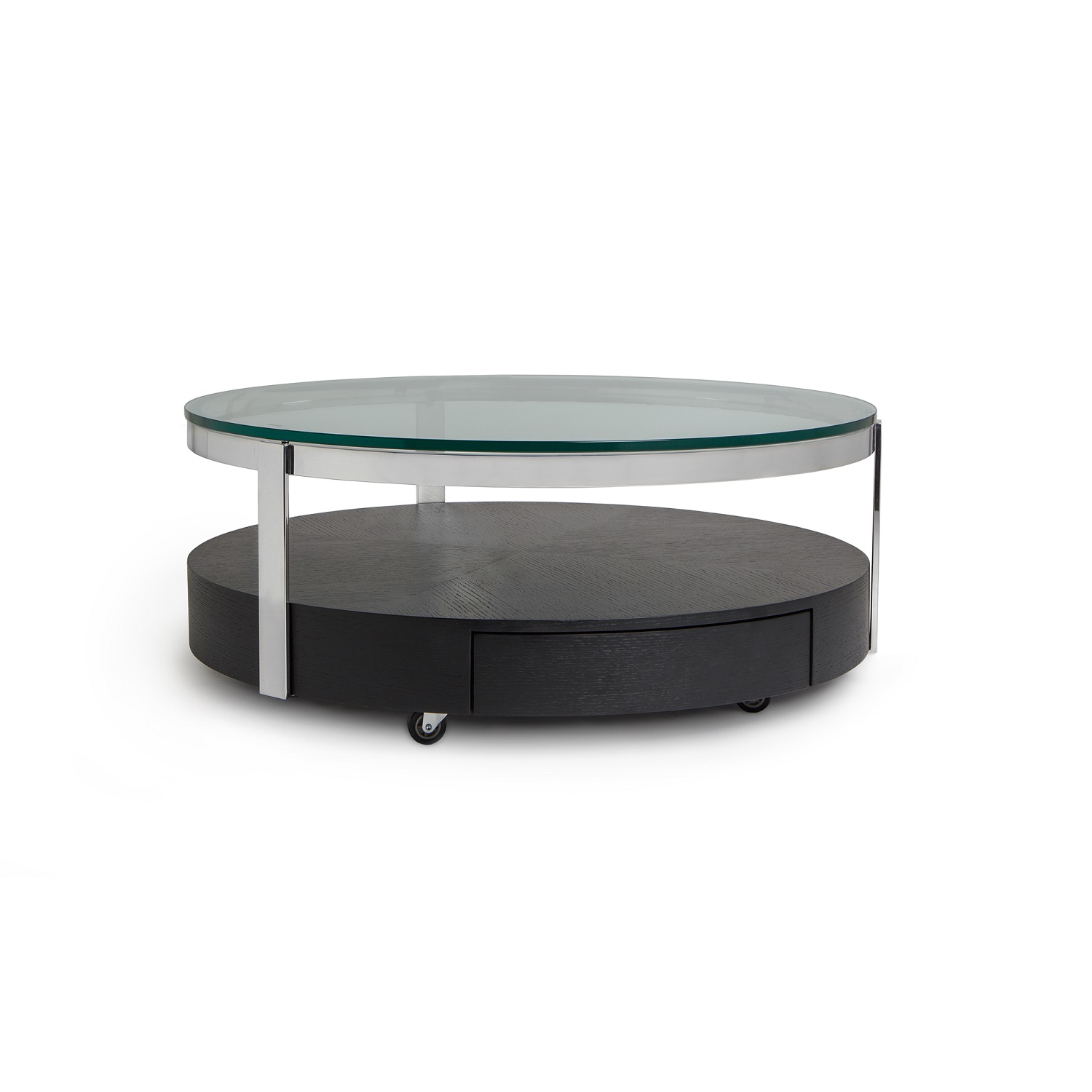 round glass coffee table with wheels