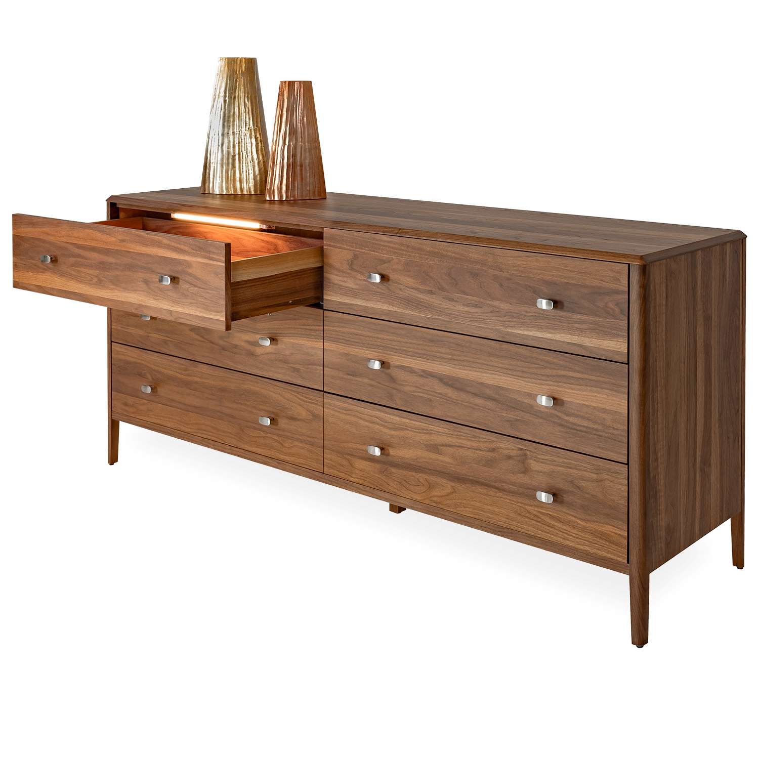 melania trump inauguration dress 2025 designer Sera Fluted 6 Drawer Dresser with Brass Handle